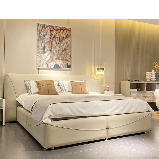 Moderne einfache Luxushause/Hotel Kingsize Lether/Stoffbett